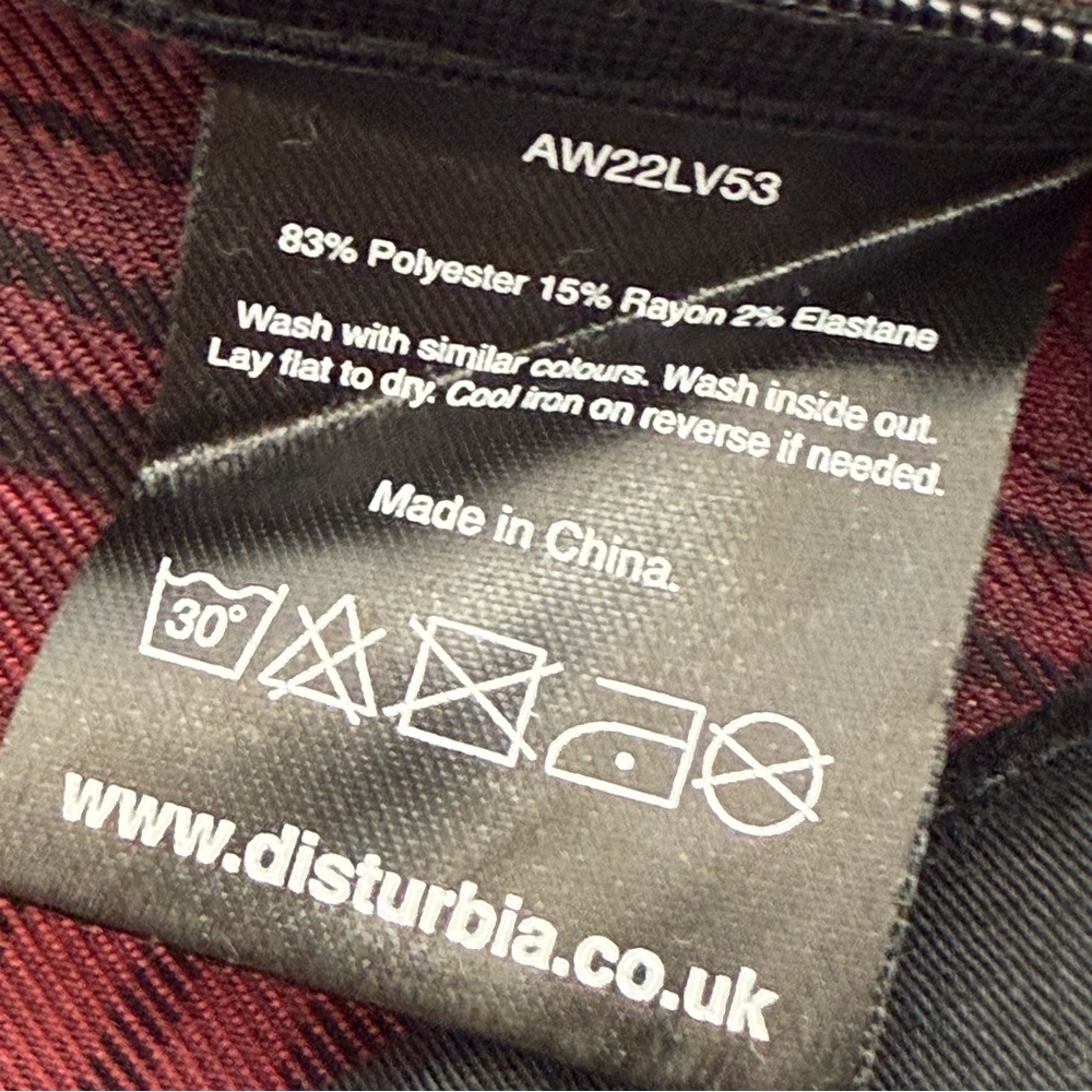 Disturbia Ferreira Mom Dungarees Buffalo Plaid Overalls Goth Grunge Punk Red - Picture 14 of 14